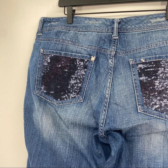 Seven7 Jeans Trendy Plus Size Sequin-Patch Bootcut Distressed Denim Jeans - Picture 8 of 12